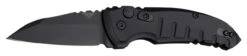Hogue A01-MicroSwitch Automatic Folder: 2.75" Wharncliffe Blade - Black Cerakote Finish, Matte Black Aluminum Frame- 24106