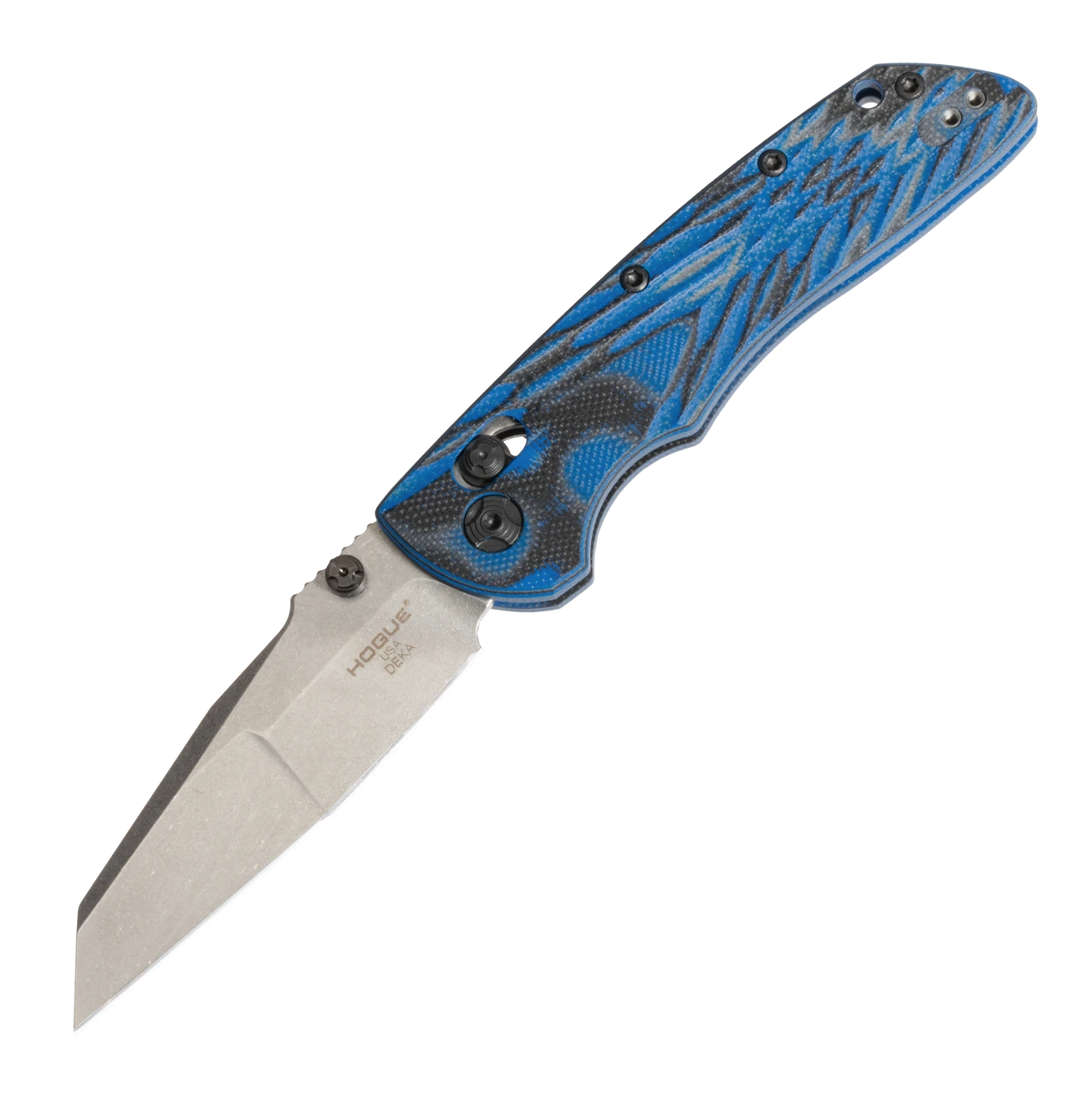 Hogue Deka Manual Folder: 3.25" Wharncliffe Blade - Tumbled Finish, G-Mascus Blue Lava G10 Frame - 24263 3 Hogue Deka Manual Folder: 3.25" Wharncliffe Blade - Tumbled Finish, G-Mascus Blue Lava G10 Frame - 24263