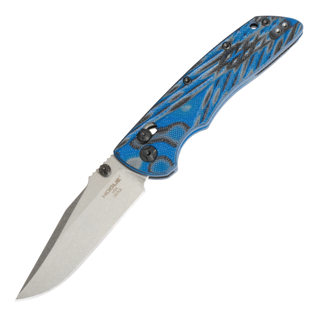 Hogue Deka Manual Folder: 3.25" Clip Point Blade - Tumbled Finish, G-Mascus Blue Lava G10 Frame - 24273 3 Hogue Deka Manual Folder: 3.25" Clip Point Blade - Tumbled Finish, G-Mascus Blue Lava G10 Frame - 24273