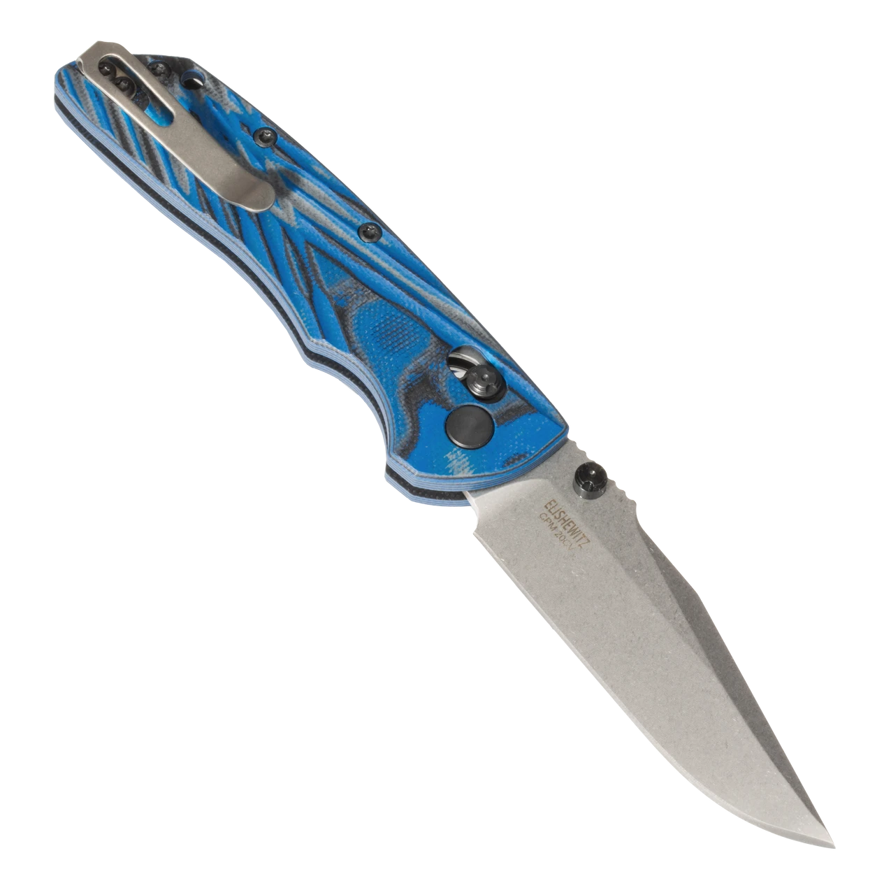 Hogue Deka Manual Folder: 3.25" Clip Point Blade - Tumbled Finish, G-Mascus Blue Lava G10 Frame - 24273 4 Hogue Deka Manual Folder: 3.25" Clip Point Blade - Tumbled Finish, G-Mascus Blue Lava G10 Frame - 24273 - Image 2
