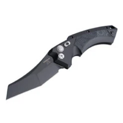Hogue EX-A05 Automatic Folder: 4.0" Wharncliffe Blade - Black Cerakote Finish, Matte Black Aluminum Frame & G-Mascus Black G10 Inserts