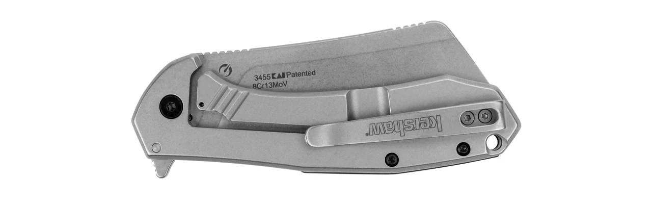 Kershaw 3455 Bracket Assisted Flipper Knife 3.4" Stonewashed Cleaver Blade, Black G10 And Stainless Steel Handles 4 Kershaw 3455 Bracket Assisted Flipper Knife 3.4" Stonewashed Cleaver Blade, Black G10 And Stainless Steel Handles - Image 2