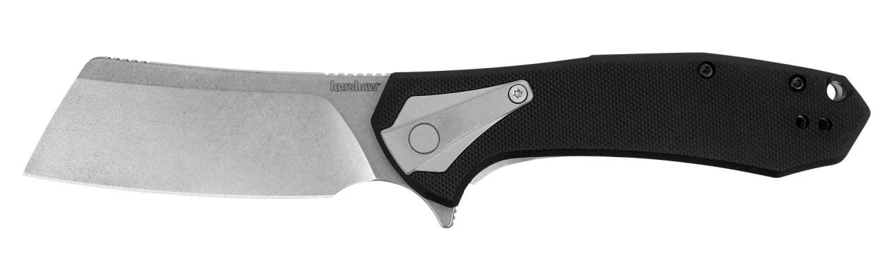 Kershaw 3455 Bracket Assisted Flipper Knife 3.4" Stonewashed Cleaver Blade, Black G10 And Stainless Steel Handles 3 Kershaw 3455 Bracket Assisted Flipper Knife 3.4" Stonewashed Cleaver Blade, Black G10 And Stainless Steel Handles