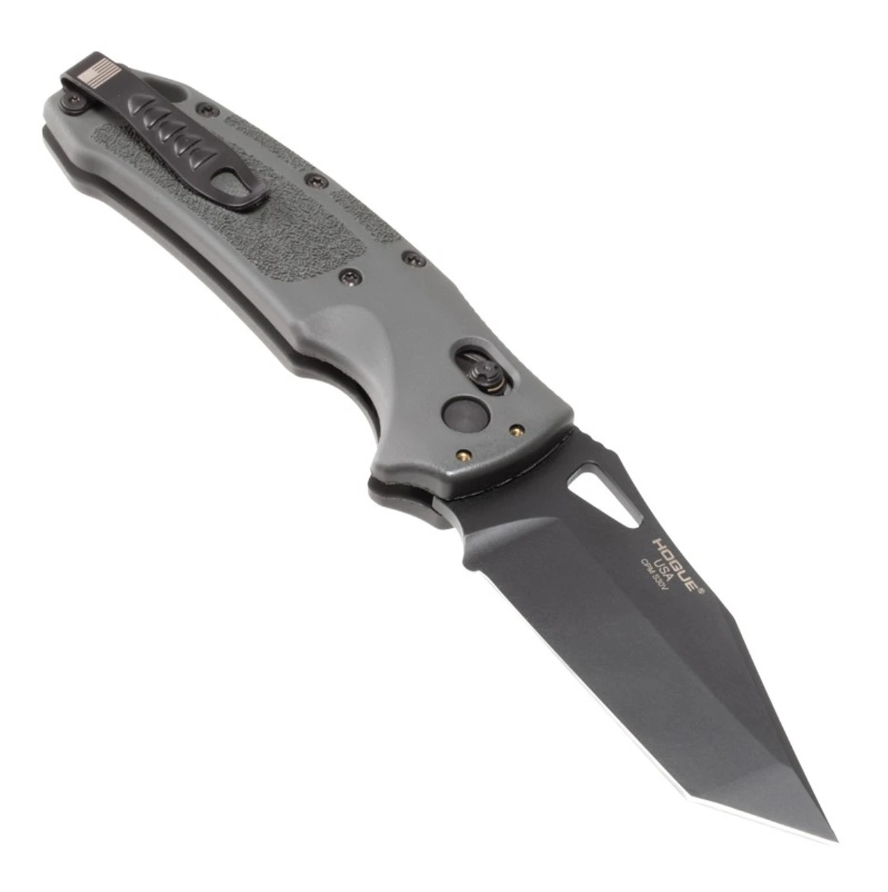 Hogue SIG K320 Tactical Manual Folder: 3.5" Tanto Blade - Black Cerakote Finish, Grey Polymer Frame 4 Hogue SIG K320 Tactical Manual Folder: 3.5" Tanto Blade - Black Cerakote Finish, Grey Polymer Frame - Image 2