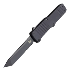 New Products 17 HK Hadron OTF Automatic: 3.375" Tanto Blade (Partially Serrated) - Black PVD Finish, Matte Black Aluminum Frame