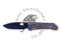 Medford 187DP D2 PVD Blade, Tumbled Warthog Handles, Blue HW/Clip