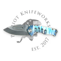 MEDFORD GENESIS T S45VN TUMBLED DP BLADE, FACED/FLM TSUNAMI HANDLES, TUMBLED SPRING, STD HW, BRSH/FLM BLUE CLIP, NP3 BREAKER