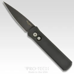 ProTech Pro-Tech 721 Godson - Black DLC Plain Blade, Black Aluminum Handles