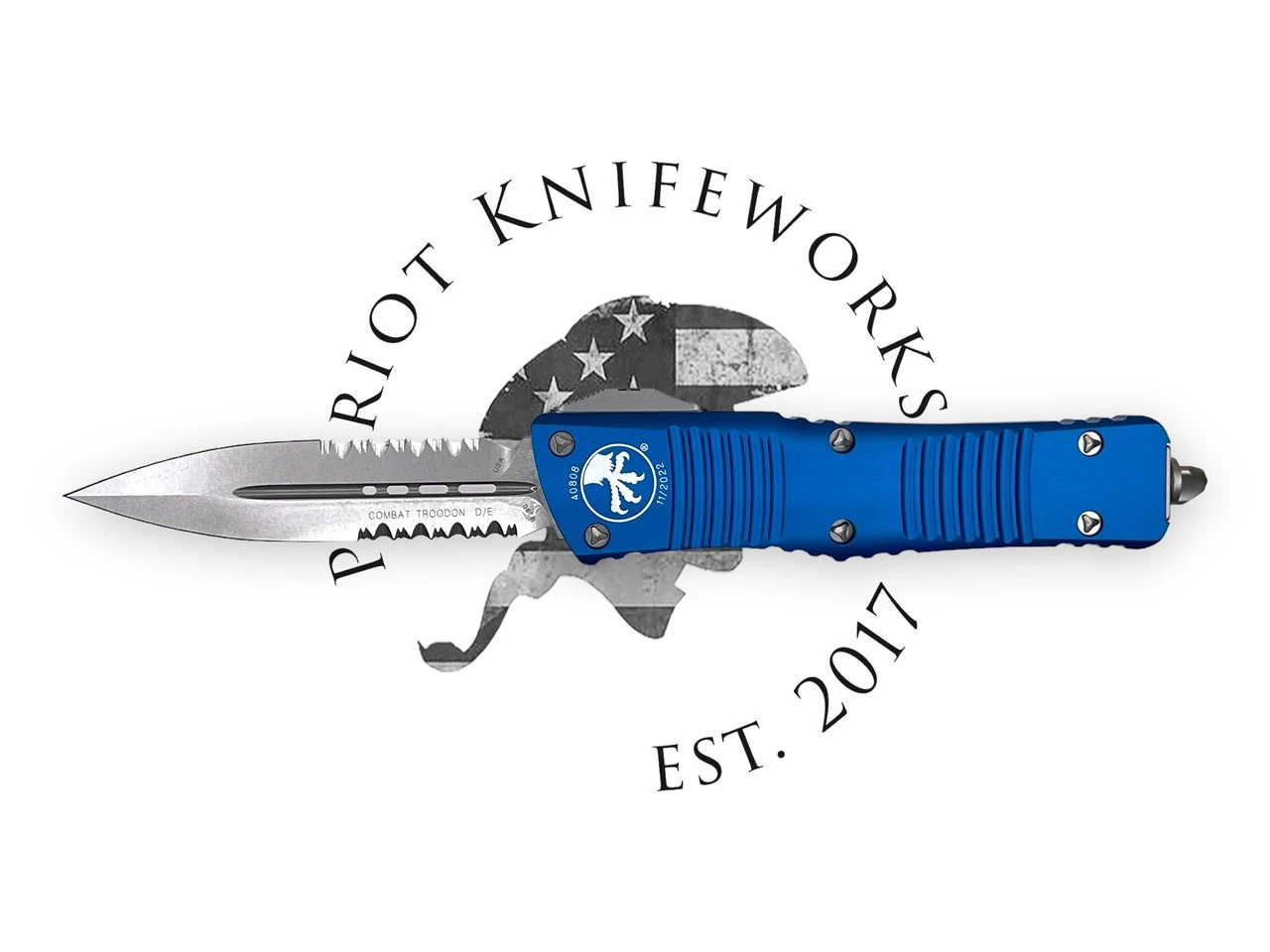 Microtech 142-11BL Combat Troodon D/E Blue Stonewash Partial Serrated 3 Microtech 142-11BL Combat Troodon D/E Blue Stonewash Partial Serrated