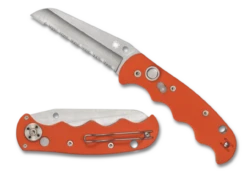 Spyderco Autonomy AUTO Serrated Blade, Orange G10 Handles - C165GSOR