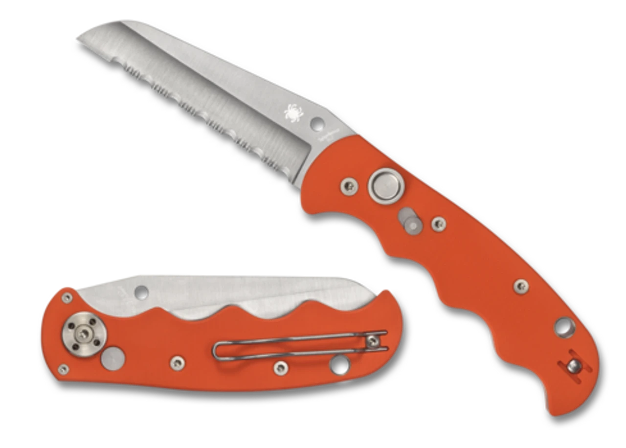 Spyderco Autonomy AUTO Serrated Blade, Orange G10 Handles - C165GSOR 3 Spyderco Autonomy AUTO Serrated Blade, Orange G10 Handles - C165GSOR