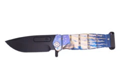 Medford USMC FF S45VN PVD Blade, Blue Tattered 1776 Flag Handles, STD HW/Clip, PVD Pommel