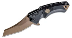 Hogue SIG X5 Emperor Scorpion Manual Flipper: 3.5" Wharncliffe Blade - FDE PVD Finish, Matte Black Aluminum Frame & Solid Black G10 Inserts