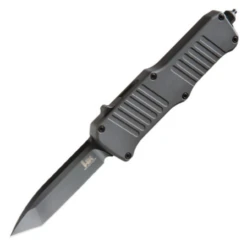 HK Mini Incursion OTF Automatic: 2.95" Tanto Blade - Black PVD Finish, Matte Grey Aluminum Frame