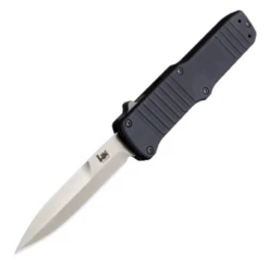 HK Hadron OTF Automatic: 3.375" Bayonet Blade - Tumbled Finish, Matte Black Aluminum Frame