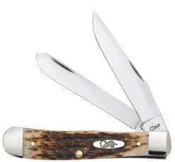 Case Knives 00164 Trapper Peach Seed Jig Amber Bone Trapper