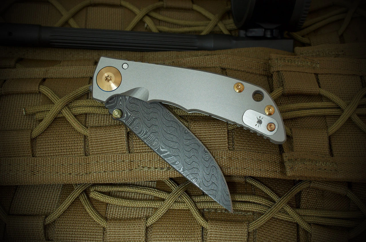 Spartan Blades SPARTAN-HARSEY FOLDER 3.25 CHAD NICHOLS DAMASCUS BRONZE ANO HARDWARE 4 Spartan Blades SPARTAN-HARSEY FOLDER 3.25 CHAD NICHOLS DAMASCUS BRONZE ANO HARDWARE - Image 2